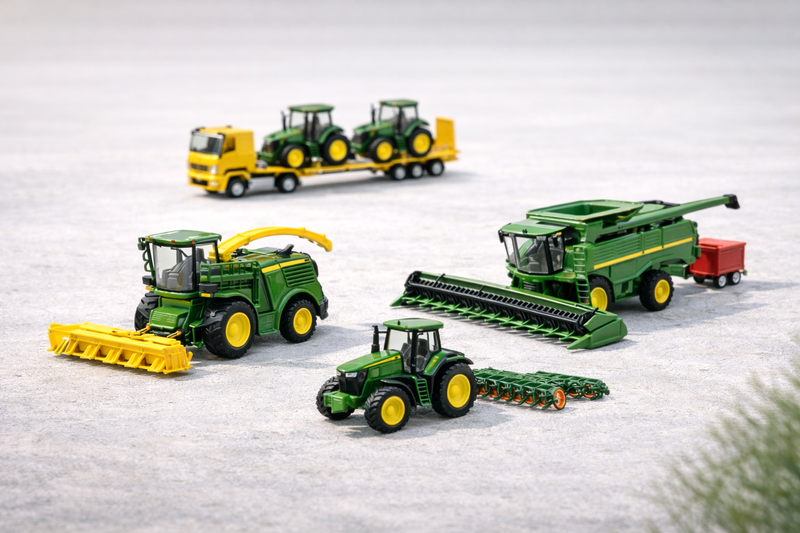 John Deere 1:87 scale model tractors and agricultural equipment replicas available in South Africa