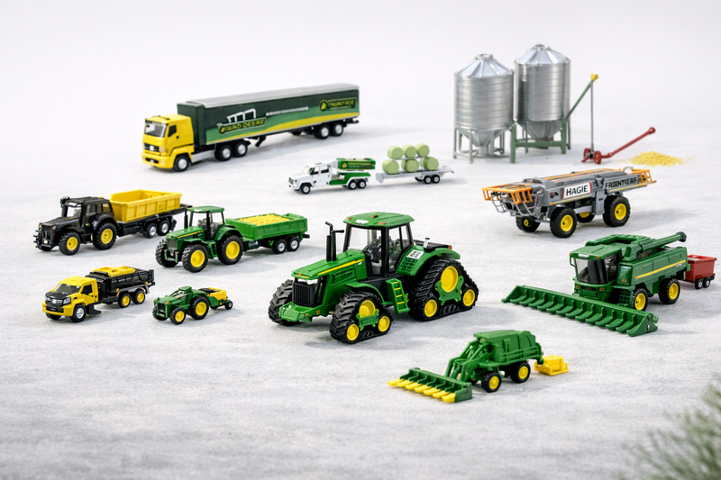 John Deere 1:64 scale model tractors and agricultural equipment replicas available in South Africa