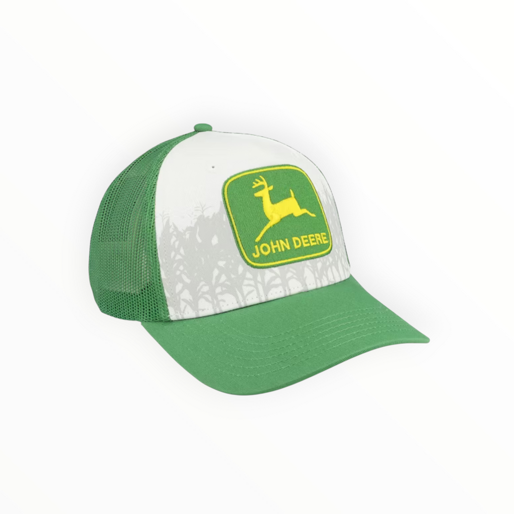 Cap White Mielie Field Shadows Green Mesh With Green Vintage Logo Front