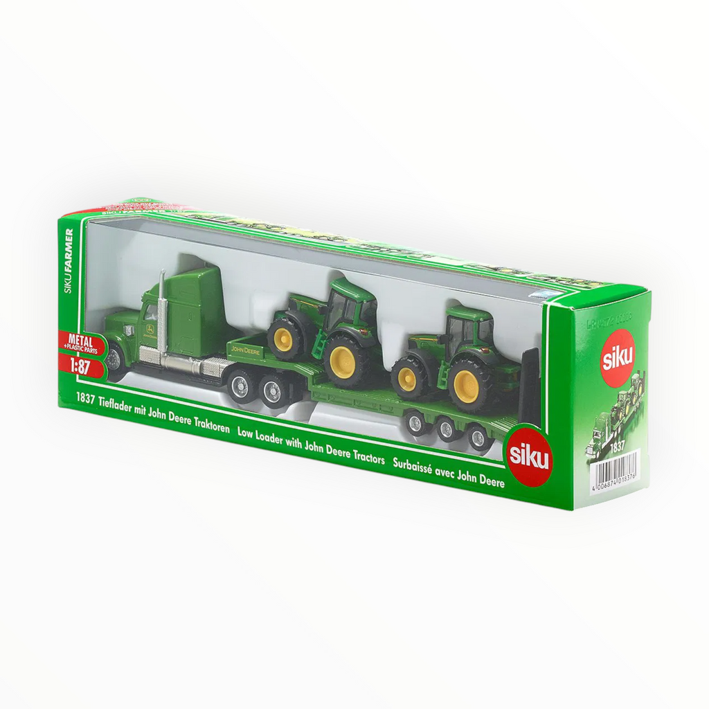 John Deere Low Loader with Two Tractors – Miniature Transport Set