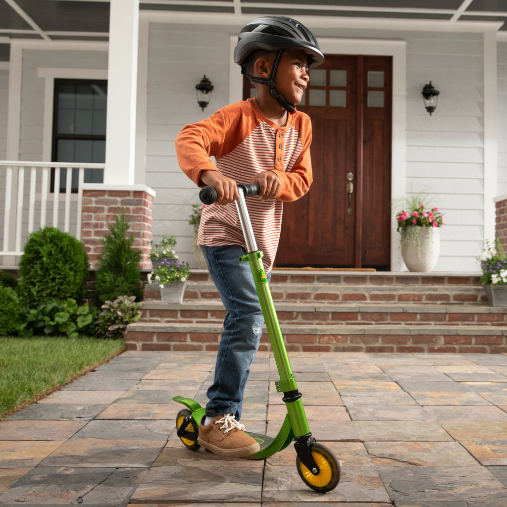 John Deere Adjustable Kick/Push Scooter Ride-On with Light-Up Wheels (Kids 5+)