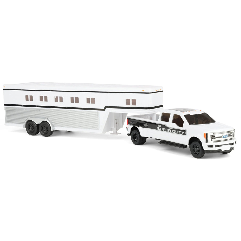 1:32 Ford F-350 Pickup with Gooseneck Horse Trailer and Horses