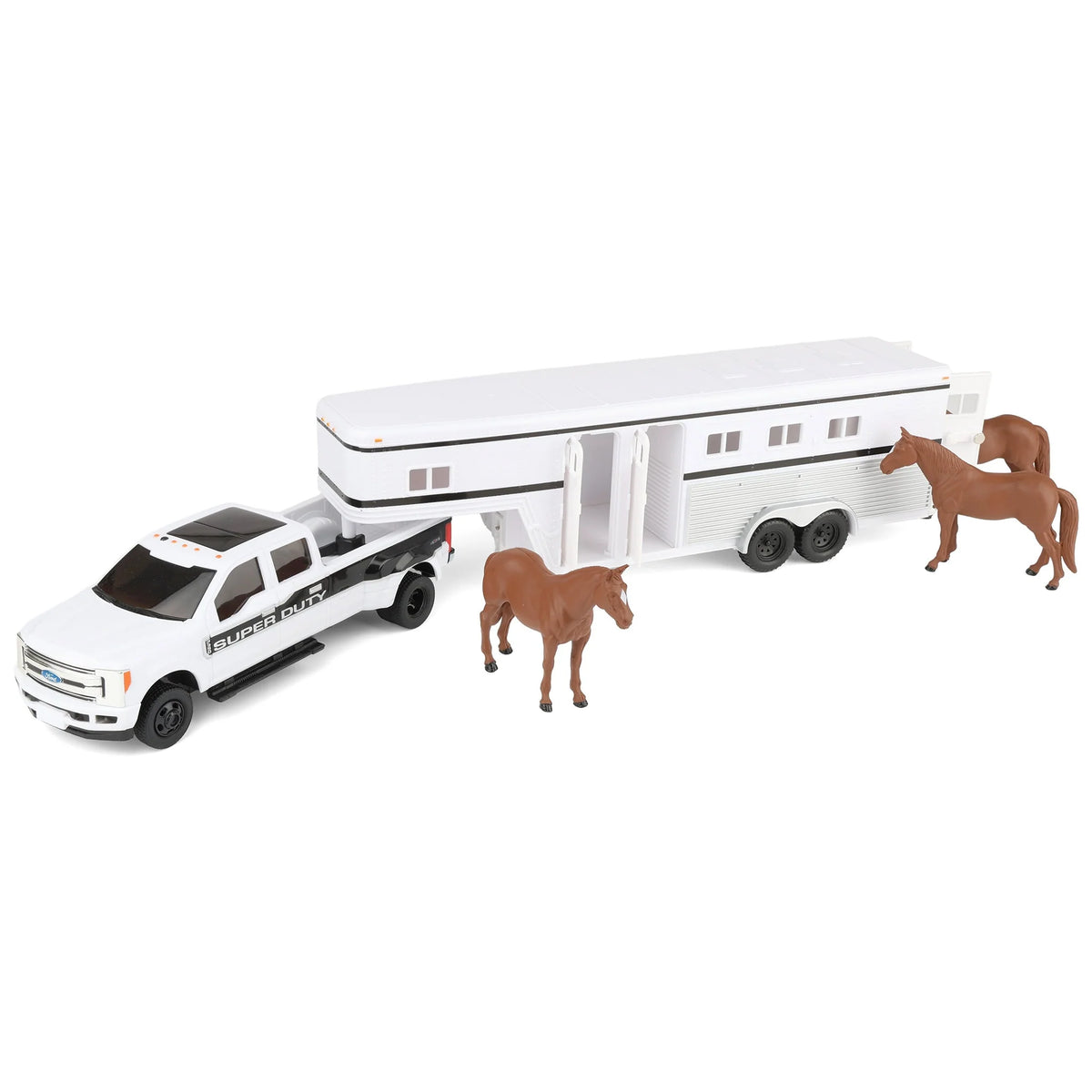 1:32 Ford F-350 Pickup with Gooseneck Horse Trailer and Horses