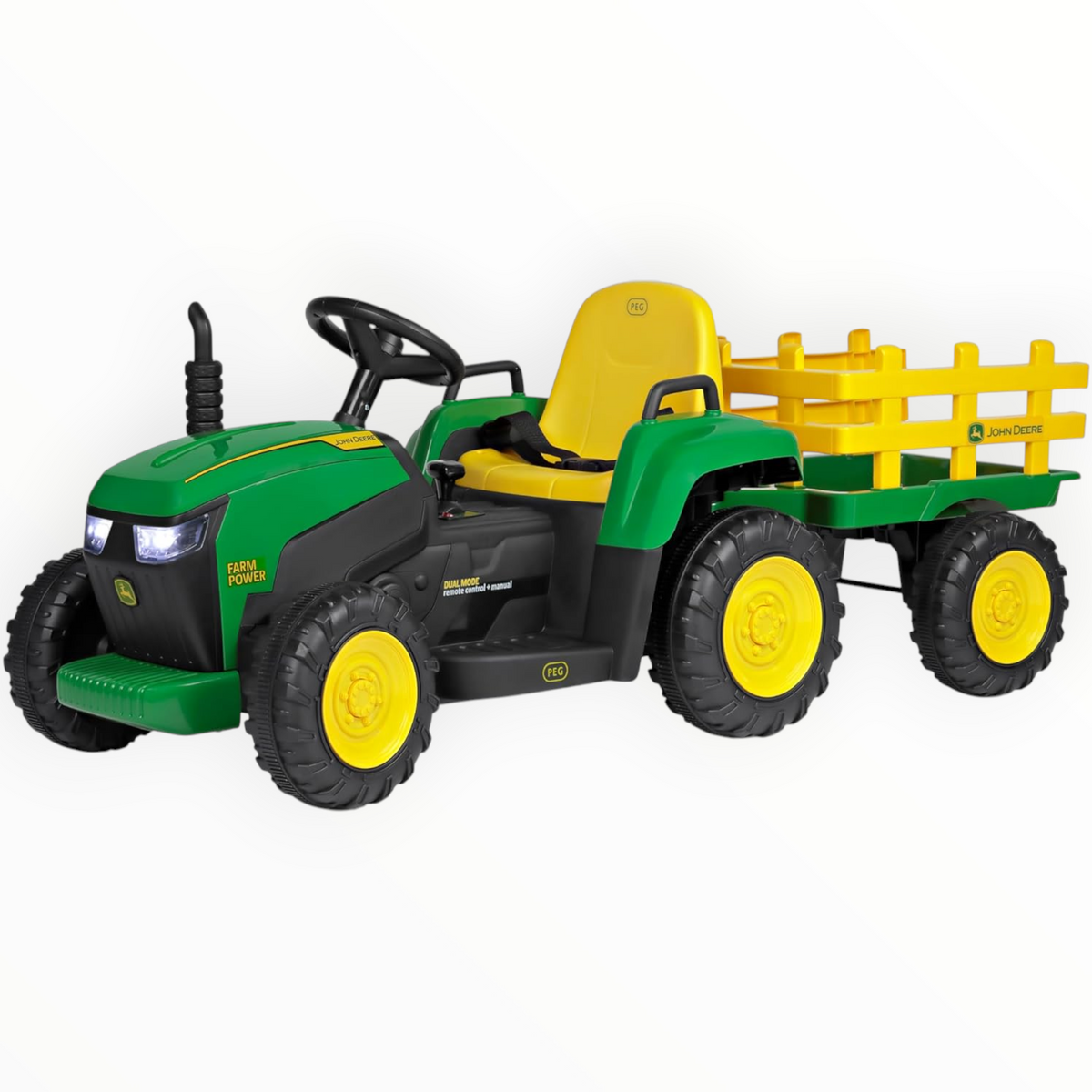 12 VOLT FARM POWER TRACTOR & TRAILER SET WITH REMOTE 18 MONTHS PLUS