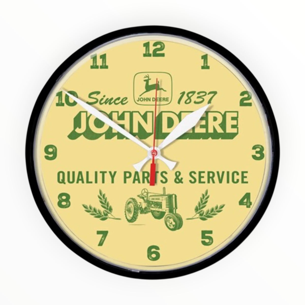 John Deere Retro Badge Wall Clock Cream