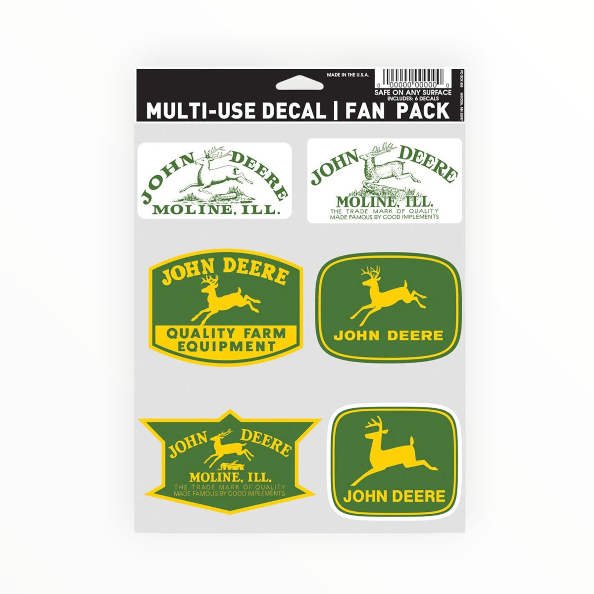 John Deere Vintage Logos Decal 6 Piece Fan Pack
