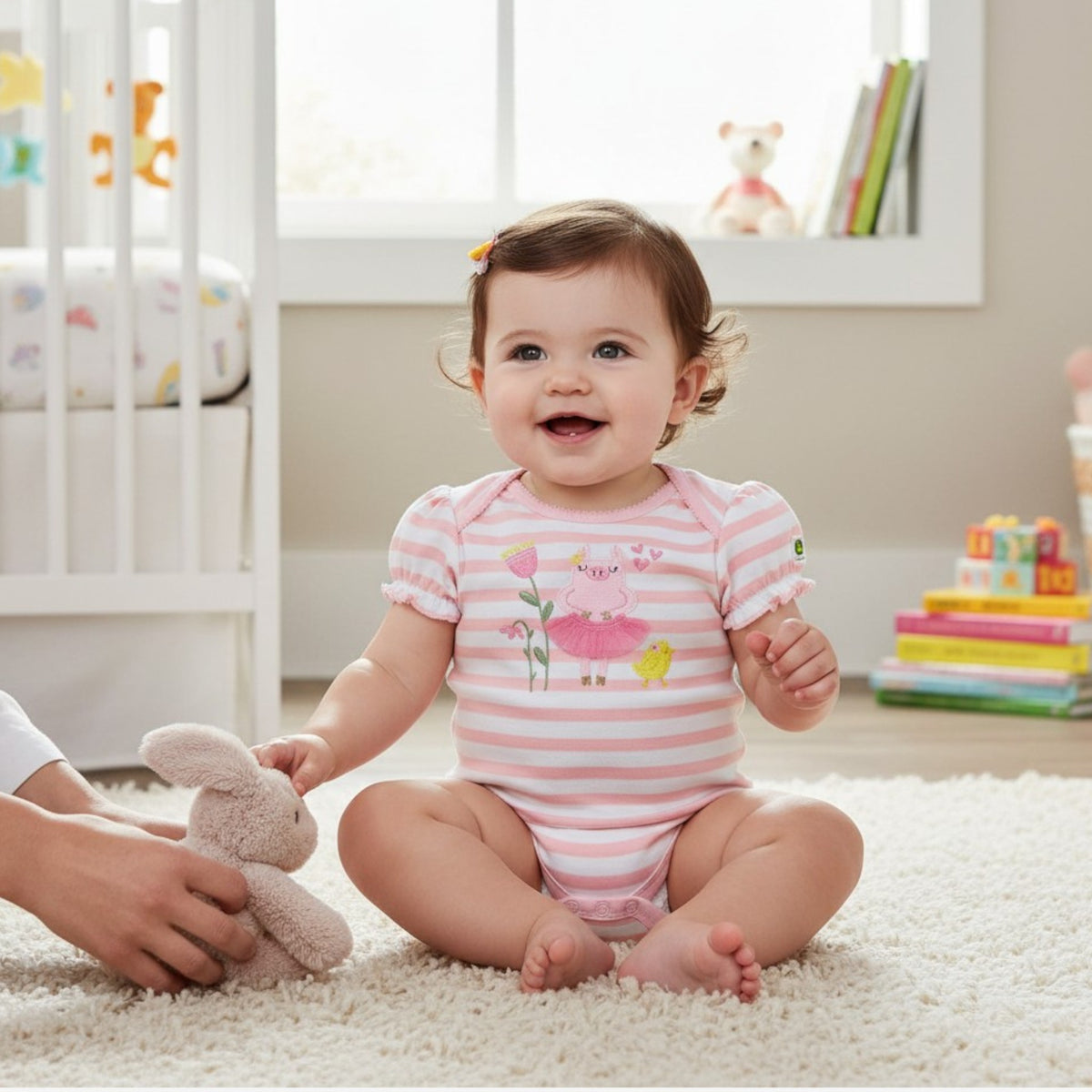 Infant Babygrow Short Sleeve Pink Stripe