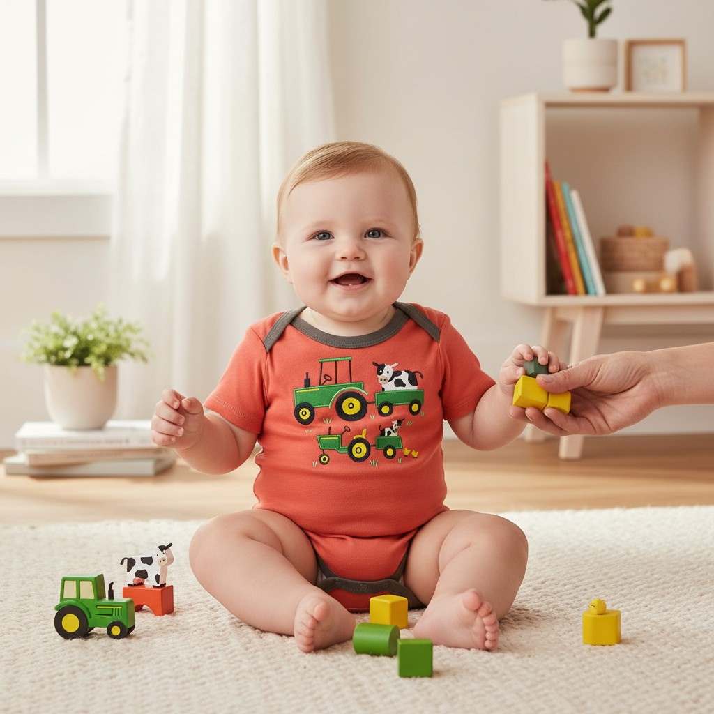 Infant Tractors & Cows Babygrow