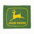 John Deere Green Logo Rally Towel featuring bold yellow deer emblem and text on green background. Ideal for fans and outdoor events.